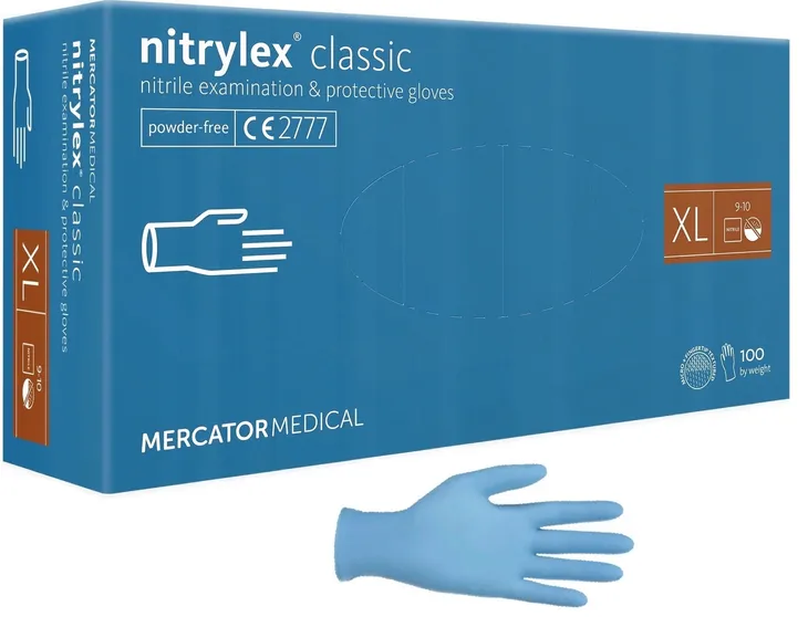 RĘKAWICE rękawiczki NITRYLOWE BEZPUDROWE blue XL