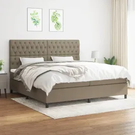 vidaxl-lozko-kontynentalne-z-materacem-taupe-tkanina-200x200-cm