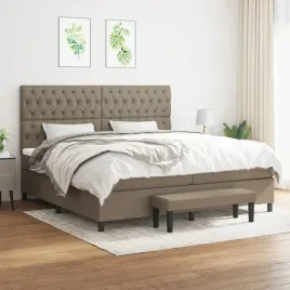 vidaxl-lozko-kontynentalne-z-materacem-taupe-tkanina-200x200-cm