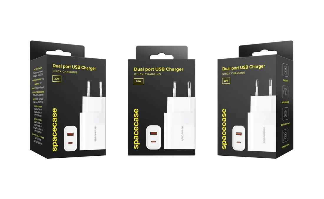 spacecase-usb-charger-20w-sc002w-white