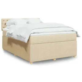 vidaxl-lozko-kontynentalne-z-materacem-kremowe-tkanina-160x200-cm