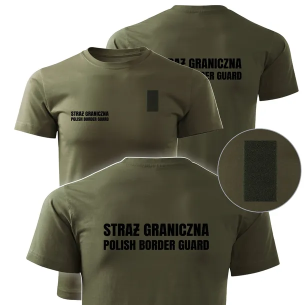 KOSZULKA STRAŻ GRANICZNA Z RZEPEM OLIWKOWA ZIELONA POLISH BORDER GUARD XL