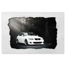plakaty-90x60-biale-bmw-szarosci-auto
