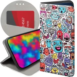 etui-z-klapka-do-realme-14x-5g-c75-wzory-doodle-zwierzeta-potwory-rysunki
