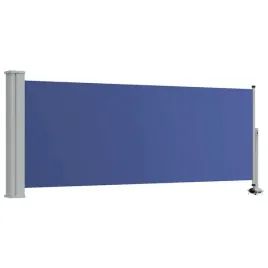 markiza-boczna-100-x-0-300-cm-niebieska-tkanina-szary-stojak