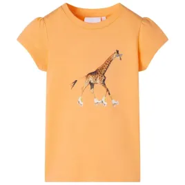 jasnopomaranczowy-t-shirt-dzieciecy-116-z-nadrukiem-zyrafy-na-wrotkach