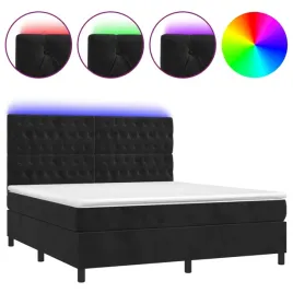 lozko-kontynentalne-z-materacem-diodami-led-czarne-203x160x118-128-cm