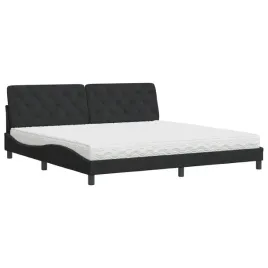 lozko-z-materacem-200x200-cm-czarne-aksamit-3-warstwowy-materac-pu
