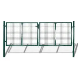 ciemnozielona-brama-ogrodzeniowa-stalowa-306-x-150-cm-z-3-kluczami
