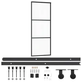 przesuwane-drzwi-szklane-76-x-205-cm-przezroczyste-z-czarna-rama
