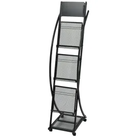 stojak-na-gazety-i-ksiazki-z-kolkami-czarny-stal-mdf-40x32x131-cm