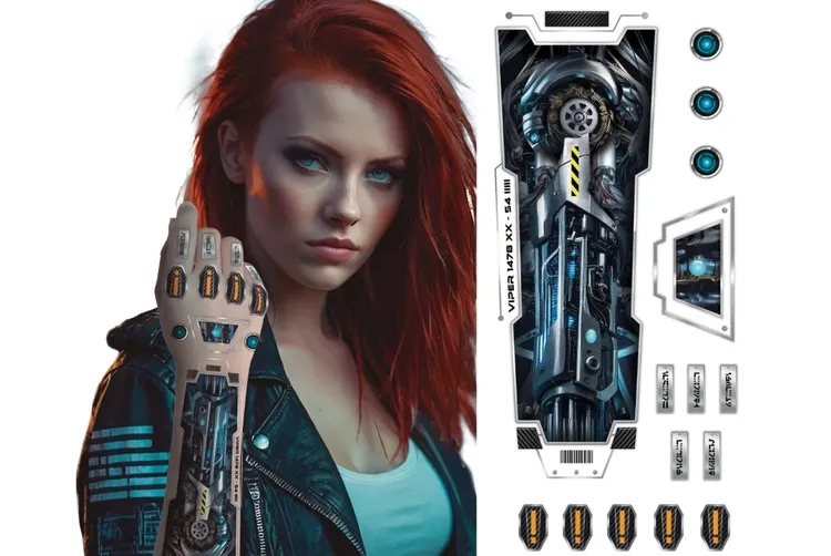 futuristic-arm-tattoo-sheet-14x30-cm