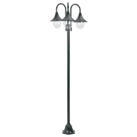 stojaca-lampa-ogrodowa-z-3-latarniami-aluminium-pvc-ciemnozielona-63x63