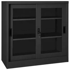 szafka-biurowa-z-przesuwnymi-drzwiami-stal-i-szklo-antracytowa-90x40x90