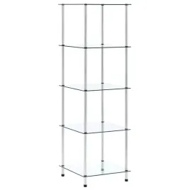 polka-szklana-5-poziomowa-40-x-40-x-130-cm-przezroczysta-stal-nierdzewna