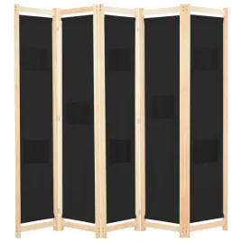 czarny-parawan-5-panelowy-z-drewna-jodlowego-200-x-170-x-4-cm
