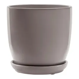 doniczka-ceramika-szary-okragla-polysk-o15cm-z-podstawka-gladka-ii-gatunek