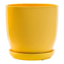 doniczka-ceramika-zolty-okragla-polysk-gladka-o13cm-podstawka-ii-gatunek