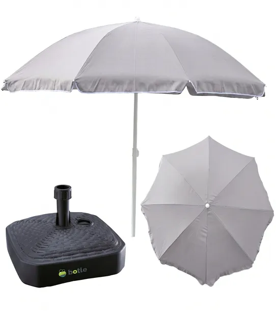 Parasol ogrodowy plażowy 240cm duży łamany z podstawą stojak kwadrat zestaw