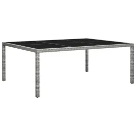stol-polirattanowy-szary-200-x-150-x-74-cm-z-czarnym-szklem-hartowanym