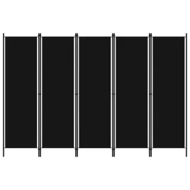 parawan-5-skrzydlowy-zelazna-rama-tkanina-czarny-250x180-cm