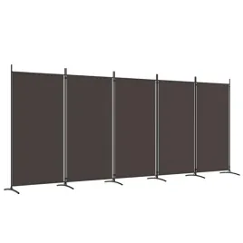 parawan-5-panelowy-z-tkaniny-i-zelaza-brazowy-433x180-cm
