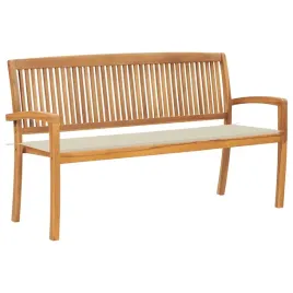 lawka-ogrodowa-z-drewna-tekowego-z-kremowa-poduszka-159-x-575-x-90-cm