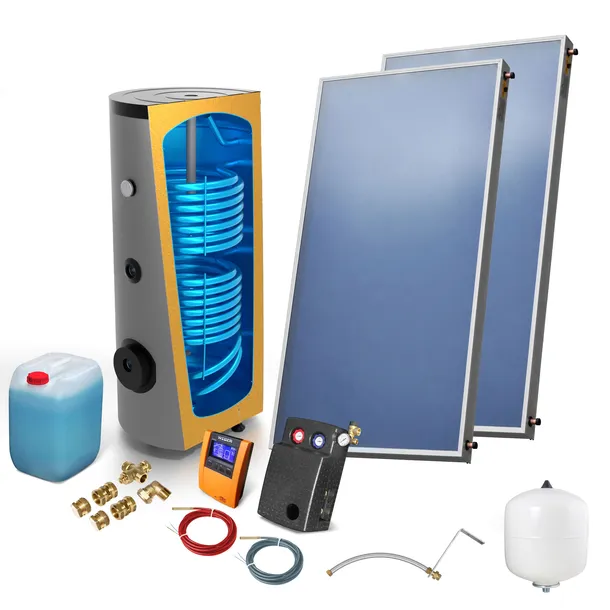 Zestaw solarny 2 x kolektor słoneczny WEBER SOL FX-FP 2.0 z zasobnikiem 200