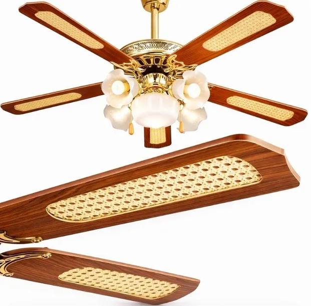 ŻYRANDOL SUFITOWY WETYLATOR WIATRAK LAMPA WISZĄCA 5 ŁOPATEK / 5 LAMP NA E27