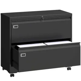 aktenschrank-metalowy-dla-biura-z-zamkiem-2-szuflady-mobilny-czarny