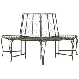 polokragla-lawka-ogrodowa-pod-drzewo-stal-160x80x89-cm-srebrnoszara