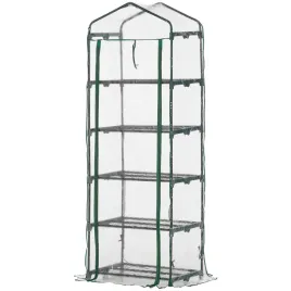 mini-szklarnia-outsunny-69x49x193-cm-przezroczysta-zielona-5-poziomow