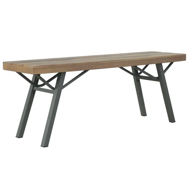 Drewniana ławka ogrodowa akacjowa 120 x 31 x 45 cm, stalowa rama