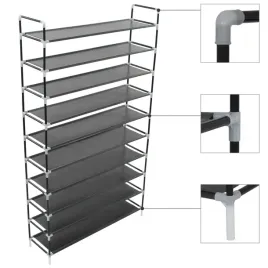stojak-na-buty-z-10-polkami-metal-wloknina-czarny-100x295x170-cm