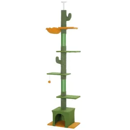 drapak-pawhut-regulowany-230-275-cm-zielony-z-hamakiem-i-domkiem