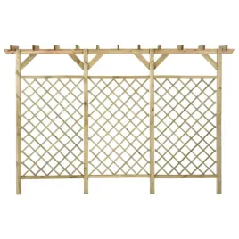 drewniany-plot-z-kratka-i-pergola-z-zielonego-sosnowego-drewna-300x50x20