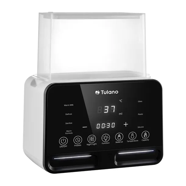 Podgrzewacz do butelek LCD PODWÓJNY Tulano STERYLIZATOR 7w1 Z LAMPKĄ
