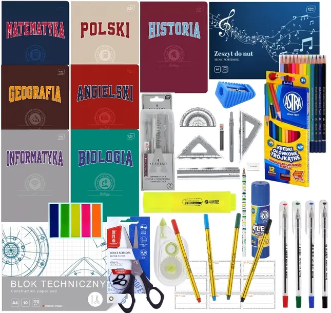 Wyprawka szkolna XXL zeszyty tematyczne przybory szkolne kredki klasa 4 5 6