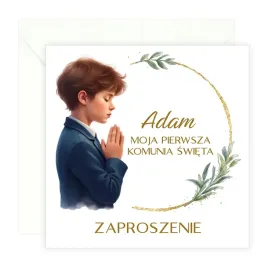 zaproszenia-na-komunie-personalizowane-stokrotka-chlopczyk-koperta-biala