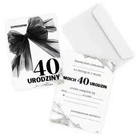 zaproszenia-na-40-urodziny-czarna-kokarda-40-koperta-biala
