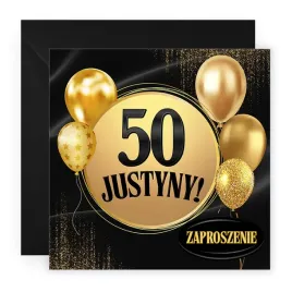 zaproszenia-na-50-urodziny-personalizowane-zlote-balony-koperta-czarna
