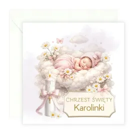 zaproszenia-na-chrzest-personalizowane-kosciolek-dziewczynka-koperta-biala