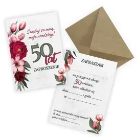 zaproszenia-na-50-urodziny-roza-koperta-eko
