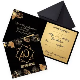 zaproszenia-na-40-urodziny-zlote-liscie-eleganckie-koperta-czarna