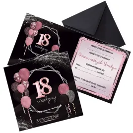 zaproszenia-na-18-urodziny-rozowe-balony-koperta-czarna