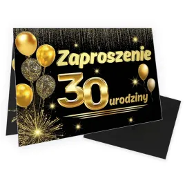 zaproszenia-na-30-urodziny-zlote-balony-koperta-czarna