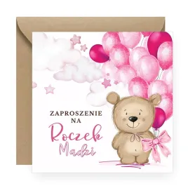 zaproszenia-na-roczek-personalizowane-rozowy-mis-koperta-eko