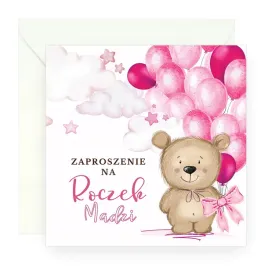 zaproszenia-na-roczek-personalizowane-rozowy-mis-koperta-biala