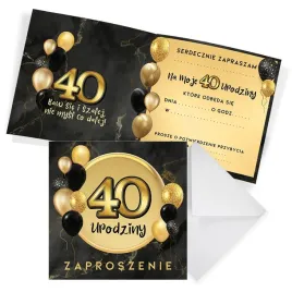 zaproszenia-na-40-urodziny-czarno-zlote-party-koperta-biala