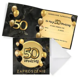 zaproszenia-na-50-urodziny-czarno-zlote-party-koperta-biala